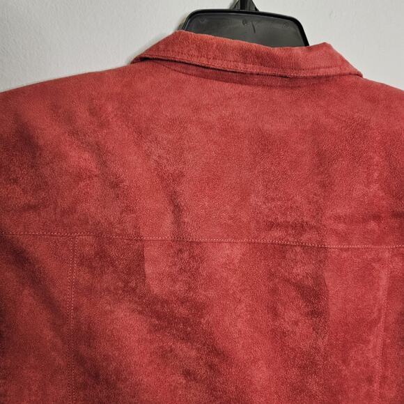 Evan Picone Faux Suede Jacket Zip Up Red Collared Blazer Jacket Women's Sz 10 - Picture 7 of 9